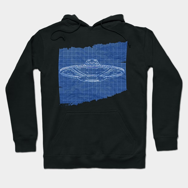 Ufo Blueprint Conspiracy Abduction Flying Saucer Hoodie by Anassein.os